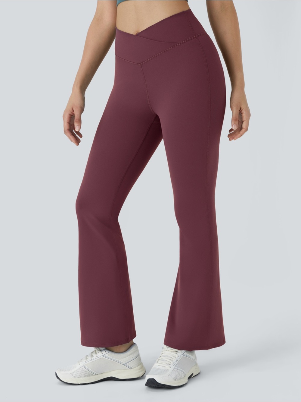 Sold - HALARA V-Waist Flare Leggings in Burgundy